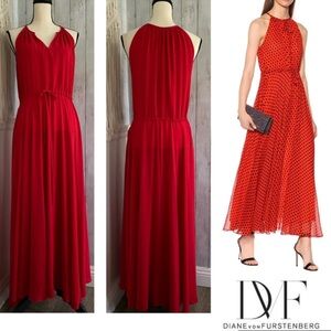 New Diane Von Furstenberg Sally Gathered Crepe De Chine Maxi Dress